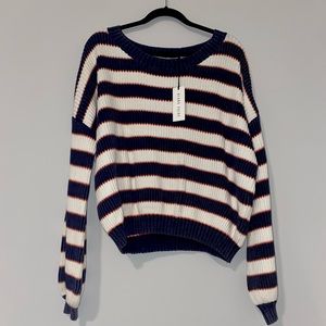 BLANK PAIGE Orange and Blue Stripped Sweater